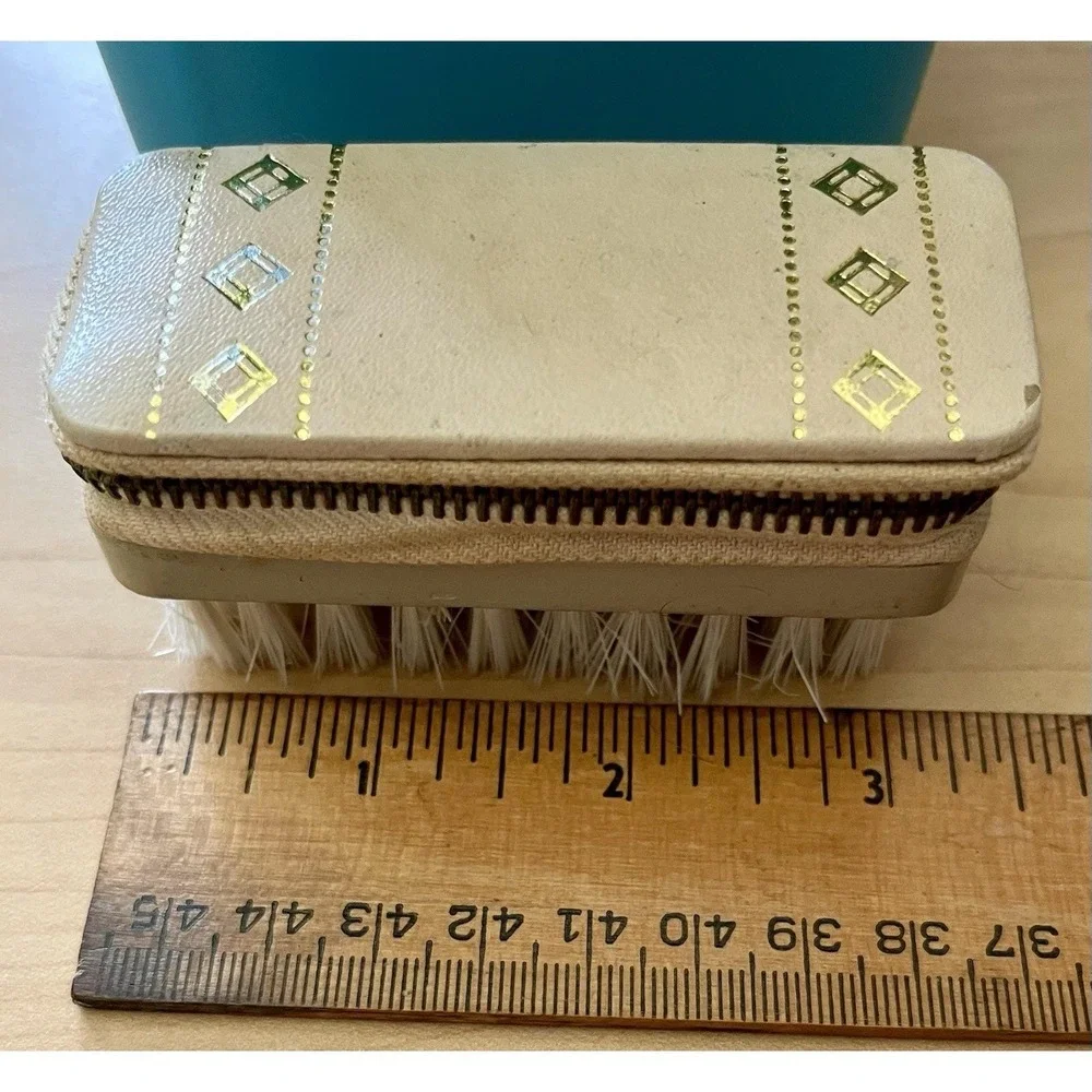 Vintage Made in Austria Leather Travel Sewing Grooming Kit Clothes Brush Cream